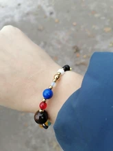 Pulsera ajustable con sistema Solar de piedra Natural, pulsera con cuentas de galaxia del universo, ocho planetas, regalo para novia