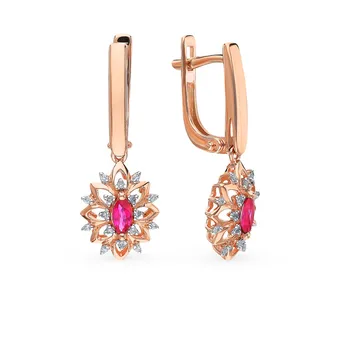 Gold earrings with rubies and diamonds sunlight sample 585
Gold earrings with rubies and diamonds sunlight sample 585