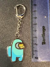 LLavero de estilo metálico con dibujos animados de AmongUs para coche, decoración para llaves, regalo de Navidad, tamaño pequeño de 4CM