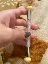 1 pincel para degradar el color de las uñas, con doble punta de esponja y mango con diamantes de imitación, accesorio apto para el degradado del esmalte de uñas artísticas