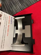 Tarjetero deslizante de acero inoxidable ultrafino para hombre y mujer, elegante estuche de Metal para tarjetas de identificación, caja para tarjeta bancaria