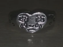 Anillo abierto con cara llorona para mujer, sortija ajustable de Color plateado antiguo, diseño geométrico, con caras y lágrimas