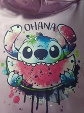 Sudaderas con capucha de Stitch de Disney para mujer, suéteres Harajuku, Tops Kawaii informales con cuello redondo, Sudadera con capucha con estampado de Ángel de manga larga