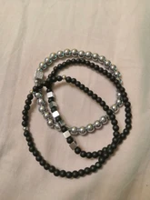 3 unids/set cubo a la moda pulsera de cuentas de los hombres negro mate pulsera de cuentas de piedra conjuntos para hombres regalo de la joyería