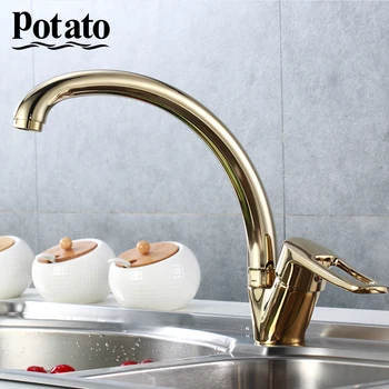Potato Gold Single Handle Faucet Antique Style Gold Hot and Cold Water Mixer with 360 Degree Rotating Design p59150-4
Potato Gold Single Handle Faucet Antique Style Gold Hot and Cold Water Mixer with 360 Degree Rotating Design p59150-4
