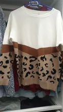 Jersey de retales de leopardo para mujer, jersey tejido para mujer de manga larga con cuello redondo, Top de talla grande 2021