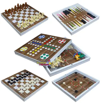 Board Game 5 in 1 Set Wooden Backgammon Ludo 9 Stones Chess Checkers Chessboard Set Entertainment Gift Travel Children Learning
Board Game 5 in 1 Set Wooden Backgammon Ludo 9 Stones Chess Checkers Chessboard Set Entertainment Gift Travel Children Learning