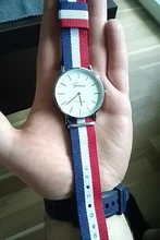 Reloj clásico a rayas de nailon para mujer y hombre, pulsera de cuarzo de marca de lujo, reloj femenino