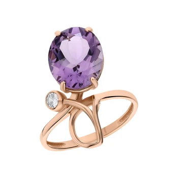 Gold ring with amethyst and cubic zirconia sunlight sample 585
Gold ring with amethyst and cubic zirconia sunlight sample 585