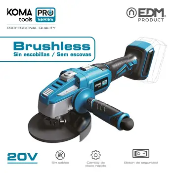 Grinder 125MM 20V BRUSHLESS (without BATTERY and charger) KOMA TOOLS PRO SERIES BATTERY EDM
Grinder 125MM 20V BRUSHLESS (without BATTERY and charger) KOMA TOOLS PRO SERIES BATTERY EDM