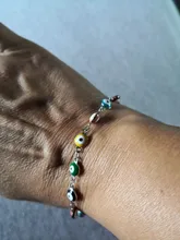 1PC 18,7-19,5 cm caliente 304 pulseras de acero inoxidable para los hombres de la joyería de las mujeres de Color oro enlace cadena Multicolor esmalte de mal de ojo pulsera para el tobillo