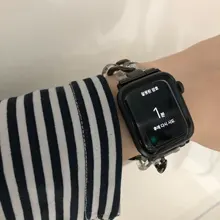 Correa de resina para apple Watch, 5, 4, 42 y 38mm, correa de cadena de acero para iwatch series 5, 4, 3, 2/1, 44 y 40mm