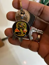 Karate chico película llavero de Cobra Kai foto artística en cristal cabujón llavero coche llave anillo colgante de Sleutelhanger de la joyería de los hombres de órdenes 2