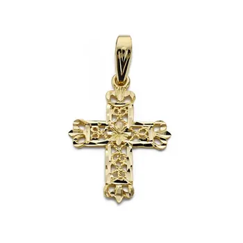 Cross Pendant 18k gold filigree 24mm. Openwork edge luster center form strings unisex
Cross Pendant 18k gold filigree 24mm. Openwork edge luster center form strings unisex