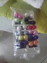 12 par/set colorido negro perla blanca de imitación, pendientes para las mujeres joyas oído bola redonda pendiente 4mm 6mm 8mm 10mm