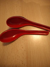 Cucharas de sopa asiáticas, Cucharas de arroz japonesas, cucharas de melamina, cucharas de sopa, cucharada de gachas, dumplings Wonton Pho Ramen, color rojo y negro