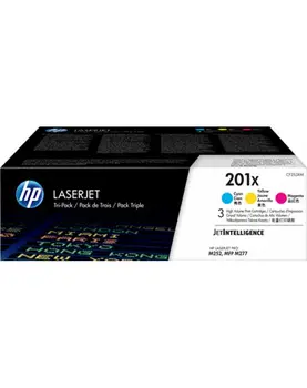Pack 3 toner cartridges cyan/magenta/yellow original HP 201X high capacity
Pack 3 toner cartridges cyan/magenta/yellow original HP 201X high capacity