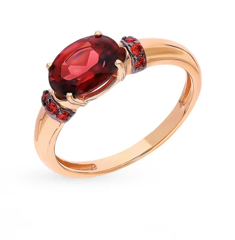 Gold ring with cubic zirconia and Garnet sunlight 
Gold ring with cubic zirconia and Garnet sunlight