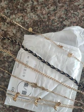 Docona-tobillera de flecha gótica negra para mujer, tobillera de cadena de lentejuelas hecha a mano, joyería para fiesta en la playa, 5 unidades/set 8851