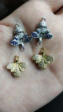 ZHUKOU 17x20mm conectores de abeja de latón para mujer collar pendientes pulsera accesorios de joyería modelo: VS384
