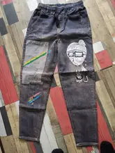 Pantalones bombachos holgados de Estilo Vintage coreano para mujer, Vaqueros bordados hasta el tobillo, informales