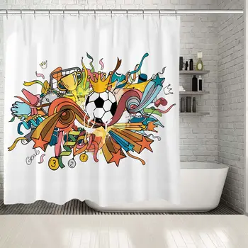 Shower Curtain Doodle Colorful Soccer Composition With Sport Objects And Decoration Elements Illustration Yellow Orange White
Shower Curtain Doodle Colorful Soccer Composition With Sport Objects And Decoration Elements Illustration Yellow Orange White