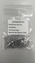 ZONSANTA métrica hexagonal de acero inoxidable 304 tuerca hexagonal DIN934 M1 M1.2 M1.4 M1.6 M2 M2.5 M3 M4 M5 M6 M8 M10 M12 M16 M20 tuercas de tornillo