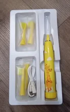 LSJHA-cepillo de dientes eléctrico sónico para niños, patrón de dibujos animados, limpieza médica, Oral, 3-13 años, cabezal de cepillo reemplazable