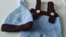 Traje de punto de ganchillo para bebé recién nacido bonito, accesorios para fotografía, sombrero de bebé, accesorios de foto para recién nacidos, bonito atuendo de 0 a 3M