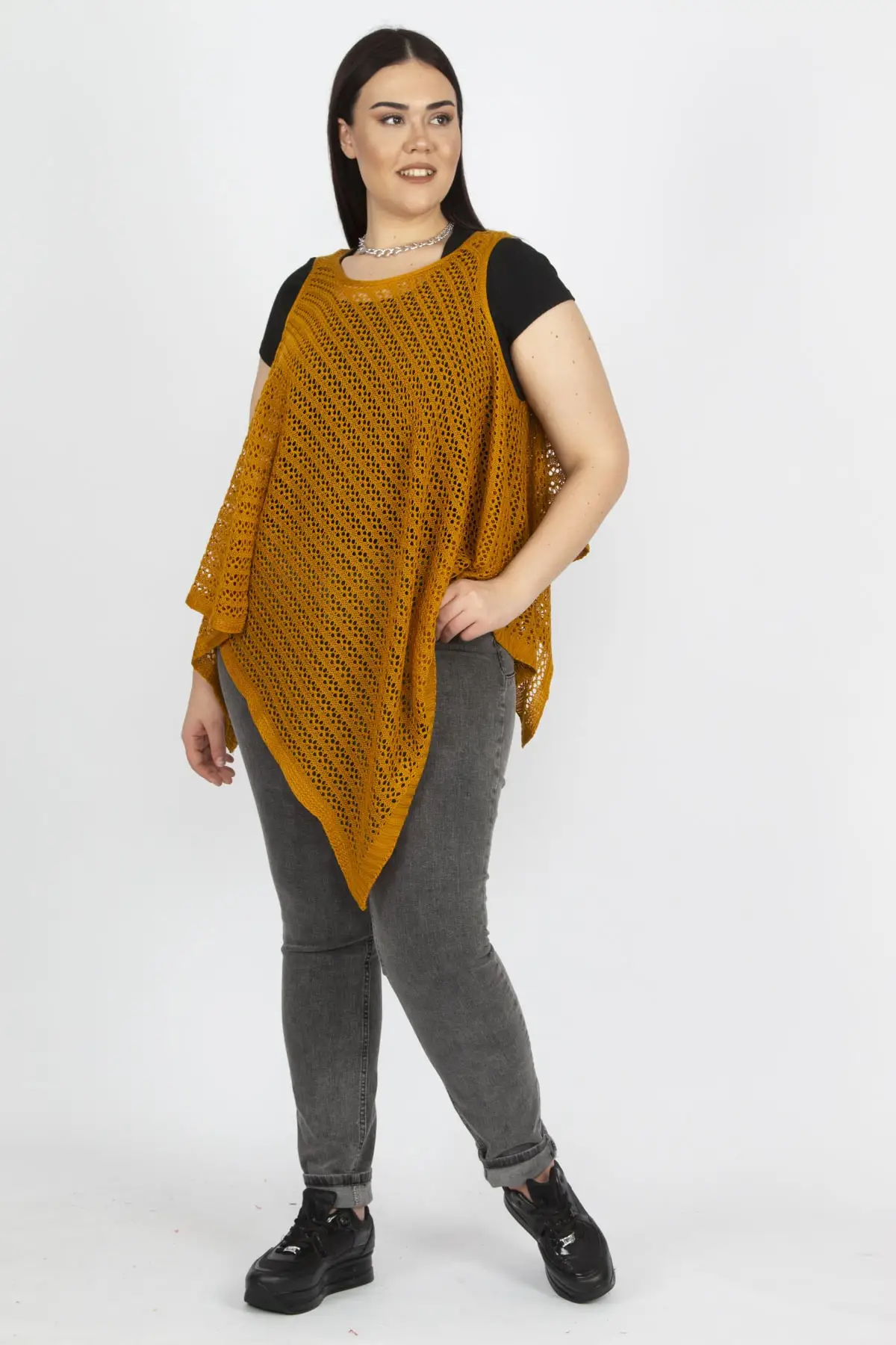Женский трикотаж Sans Textile вязаный тонкий пончо 65 N14952 |