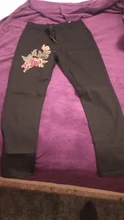 Vaqueros elásticos bordados para mujer, pantalones de tela vaquera con agujero, rasgados, con patrón de rosas