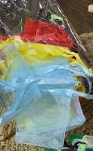 50 unids/lote 5x7cm 7x9cm 9x12cm 10x15cm Cordón de Organza bolsas joyería bolsas de embalaje de caramelo de la boda al por mayor de regalos bolsas