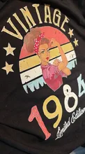 Vintage 1984 Edición Limitada Retro para mujer camiseta divertida 37th cumpleaños O camisa de cuello estampado de moda pantalón corto Casual manga Tops mujer