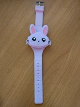 Relojes de goma con dibujos para niños, relojes infantiles electrónicos de goma con, con animaciones de conejos, funda abatible
