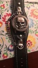 Reloj de pulsera de cuarzo con correa de cuero para hombre, cronógrafo Steampunk con tapa de Calavera, con cadena, 2019
