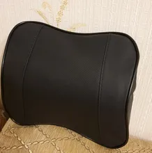 Cojín lumbar de cuero Pu para asiento de coche, almohada negra para reposacabezas, cuello, espuma de memoria, alivio del dolor de cintura y espalda