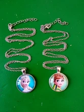 Invierno princesas Elas Anna regalo de vidrio redondo de cristal cabochon plata plateado/colgante de cristal collar de la joyería para regalo