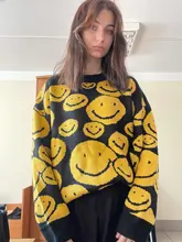 Suéteres de gran tamaño para hombre, Tops de otoño e invierno, ropa de dibujos animados con sonrisa de dibujos animados, ropa informal estilo Hip Hop, Jersey Harajuku, 2020