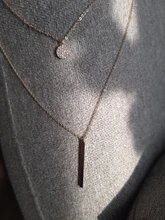 Collar de doble capa de Plata de Ley 925, redondo brillante, circón completo, collares con colgantes largos, regalo para niña, accesorios finos NK062