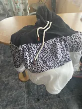 Sudaderas con capucha de sport para mujer, suéter de retales de manga larga con contraste de estampado de leopardo, Sudadera con capucha, Tops gruesos cálidos para Otoño e Invierno