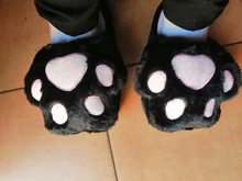 De dibujos animados gato Rosa pantuflas de garras de felpa caliente pantuflas Kawaii Zapatillas de casa chica zapatos planos zapatos antideslizante zapatillas mopa gato pantuflas de garras