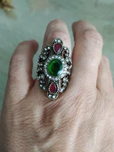 Kinel-joyería Bohemia para mujer, anillos de bronce antiguo para regalo, joyería Vintage, piedra de resina negra y roja, anillos étnicos turcos para mujer