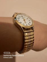 Reloj de cuarzo Vintage para hombre y mujer, pulsera elástica de oro y plata, de negocios, para parejas, para fiesta y oficina, 1 Uds.