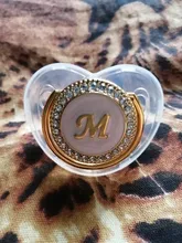 Chupete de lujo transparente hecho a mano con 26 letras iniciales para niños recién nacidos, ortodóntico para bebé, tetina para pezón