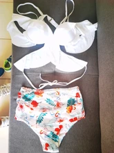 Bikini Swimwear Bathing-Suits Beach-Wear Ruffle Off-The-Shoulder High-Waist Summer Sexy