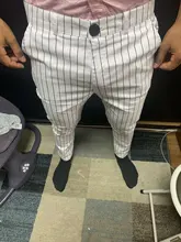 Pantalones formales de negocios ajustados a rayas para hombre, pantalón informal para oficina, ajustado largo, para correr