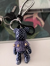 Artesanía de bricolaje hecha a mano, diamantes de imitación, borlas Bomgom, dibujos animados, Popobe, dorado, llavero de oso, bolsa bonita, soporte para dijes, llavero de resina de dibujos animados