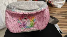 Riñonera con estampado de lentejuelas para mujer, bolso de cintura con dibujos animados y purpurina para teléfono