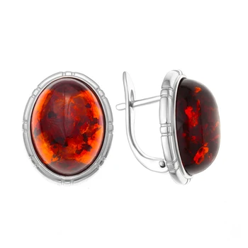 Silver earrings with Amber cognac 
Silver earrings with Amber cognac