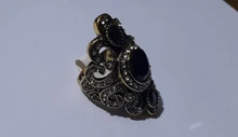 Kinel-joyería Bohemia para mujer, anillos de bronce antiguo para regalo, joyería Vintage, piedra de resina negra y roja, anillos étnicos turcos para mujer